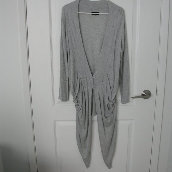 Light Grey Sweater with Drape Drop Pockets - Picture 1 of 6